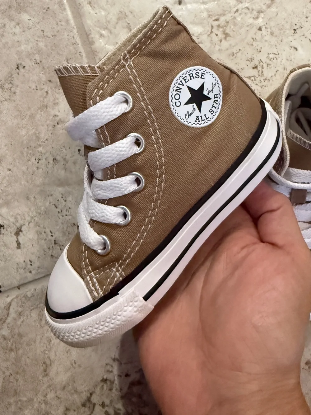 Converse toddler Brown High-Top Canvas Sneakers with White Accents